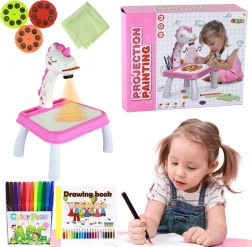 Projektor na kreslení jednorožec – růžový set s fixami a kotouči