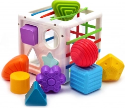 woopie baby elastická senzorická kostka – sorter tvarů, 11 dílů