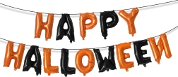 Halloweenská sada fóliových balónků Happy Halloween s upevňovací páskou