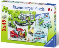 Puzzle policie v akci 3×49 dílků RAVENSBURGER