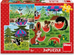Dino Krteček a paraplíčko puzzle 3x55 dílků