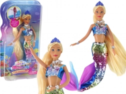 Loutka mořská panna s dlouhými blond vlasy a šupinatým ocasem