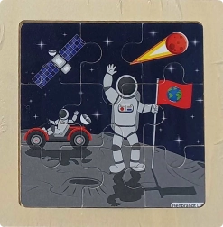 Dřevěné puzzle Vesmír – Na Měsíci, 9 dílků