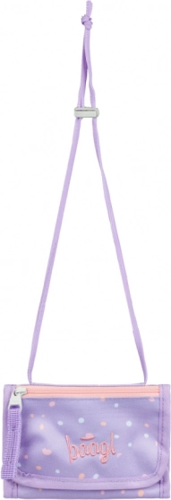 Baagl peněženka na krk Mazlíčci – fialová textilní peněženka se šňůrkou