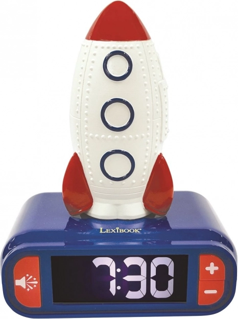 Dětský budík s 3D nočním světlem Raketa