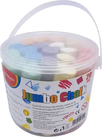 Chodníkové křídy Keyroad Jumbo, kyblík 20 ks
