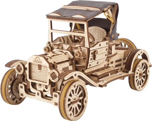 Dřevěná mechanická stavebnice Historický automobil