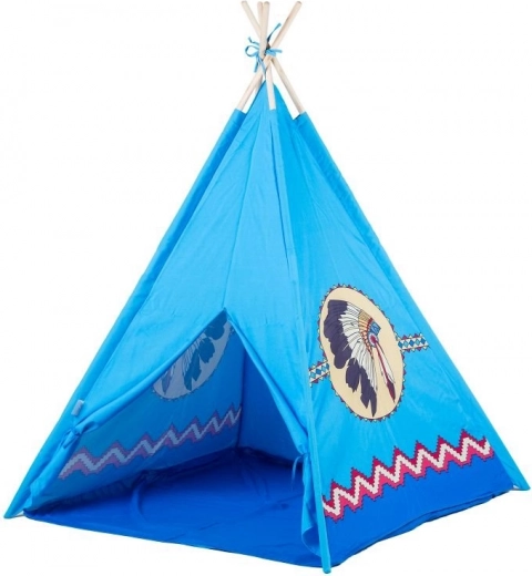 Dětský teepee stan s oknem – Modrá