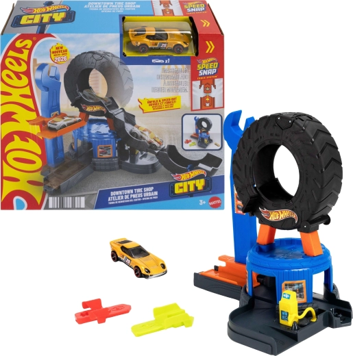 Hot Wheels City dílna s rozkládací pneumatikou a autíčkem