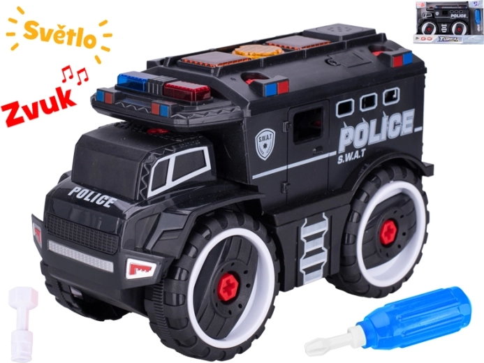 Policejní šroubovací auto 24 cm se světly a zvuky