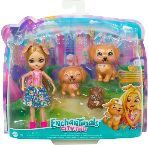 Enchantimals panenka Gerika Golden Retriever se štěňátky a veverkou