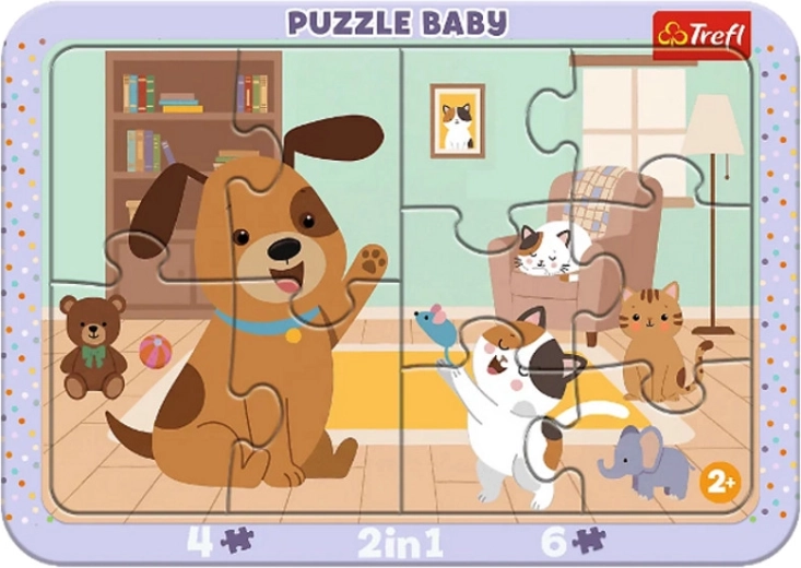 Rámkové baby puzzle jak pes s kočkou