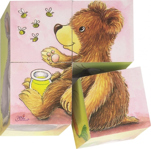 Goki dřevěné kostky mláďata – 4 ks