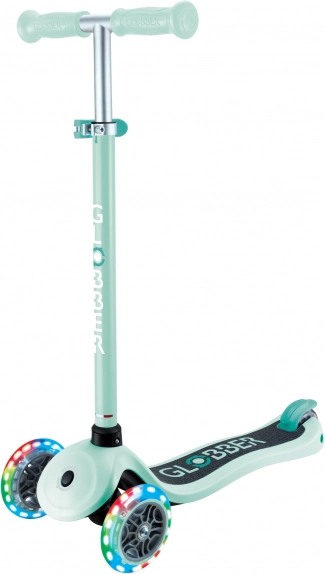 Globber Koloběžka dětská tříkolečková Primo Lights V2 Dark Mint svítící kolečka