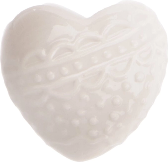 Bílé porcelánové srdce dekorace 6 × 4 × 6 cm