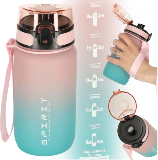 Sportovní láhev na vodu s náustkem 600 ml růžovo-modrá