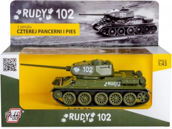 model tanku T‑34 Rudy 102 v měřítku 1:43