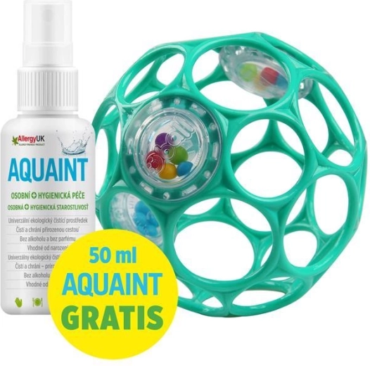 OBALL chrastítko Rattle 10 cm (tmavě tyrkysové) + čisticí voda AQUAINT 50 ml
