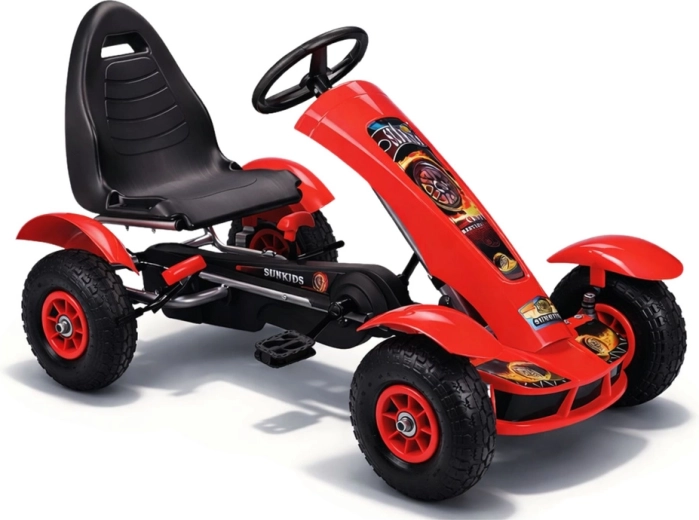 Sportovní šlapací motokára F618 s nafukovacími koly červená