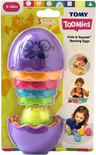 Matriošková vajíčka TOMY Toomies Hide and Squeak fialová