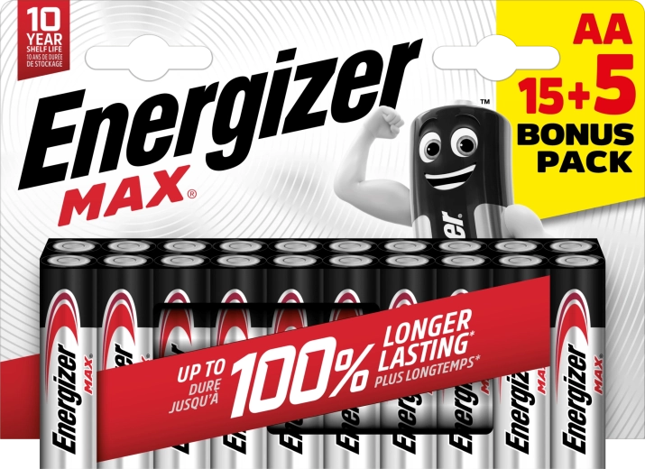 Energizer Max AA alkalické baterie 20 ks