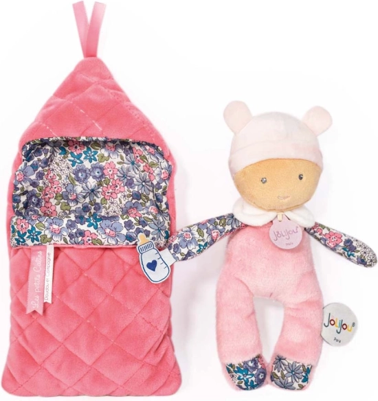 Doudou Jolijou miminko v navlékací peřince 20 cm – Růžová