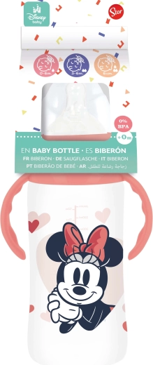 Kojenecká láhev s uchyty 360 ml s protikolikovým systémem MINNIE