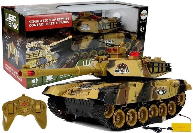 Velký RC tank 2.4 GHz se světly a zvuky, žlutý