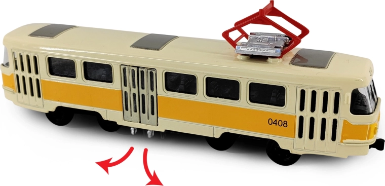 Kovová retro tramvaj T3 žlutá 16 cm