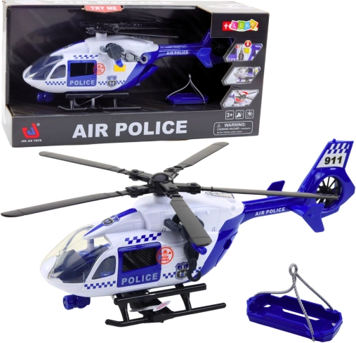 policejní helikoptéra se světly a zvuky 1:12 s hákem a nosítky
