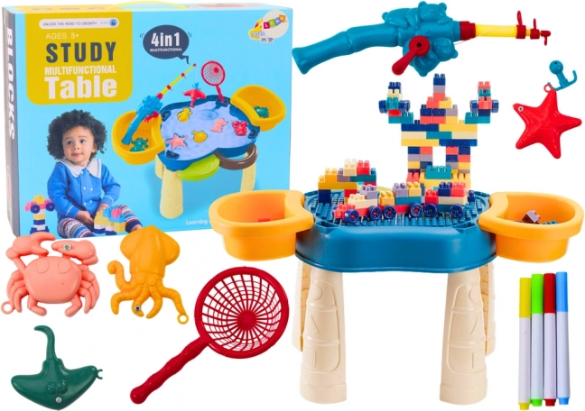 Multifunkční stolek 4v1 modrý
