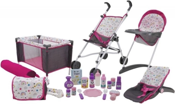 Velký herní set doplňků pro panenky, 21 ks