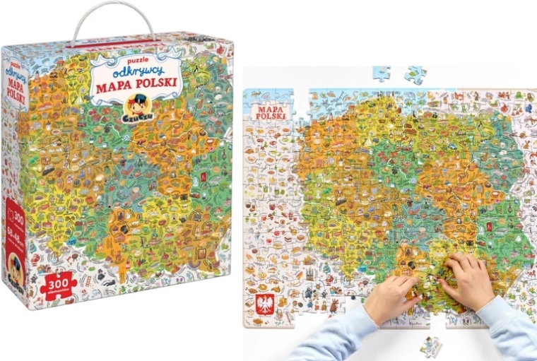 CzuCzu puzzle objevitelů mapa Polska 300 dílků