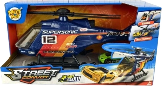 Sada hraček helikoptéra a auto v krabičce