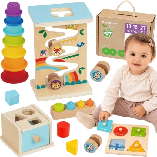 Montessori vzdělávací senzorický box 6 v 1 Woopie Green