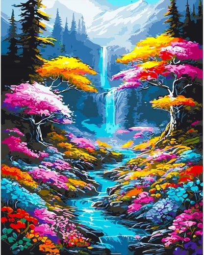 Diamantové malování Vodopád a řeka v lese 30 × 40 cm NORIMPEX