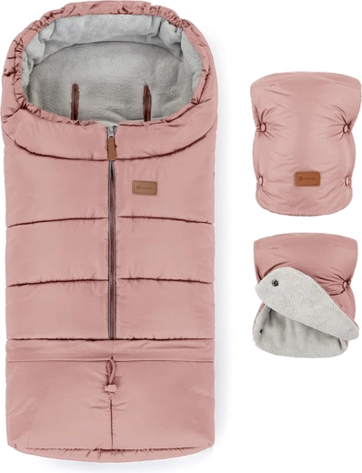 Petite&Mars set zimní fusak Jibot 3v1 a rukavice na kočárek Jasie dusty pink