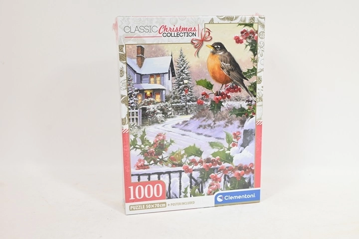 Clementoni Christmas collection puzzle červenka a cesmína 1000 dílků