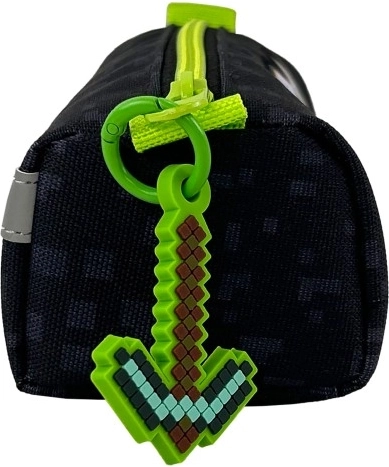 Jasně zelený zip a přívěsek pixelového meče