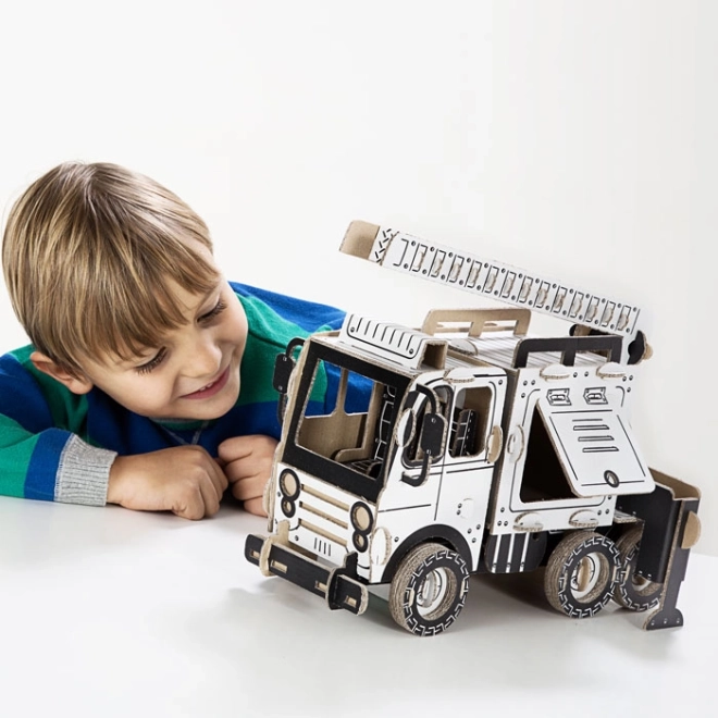 Kartonová 3D skládačka Hasičské auto cisterna