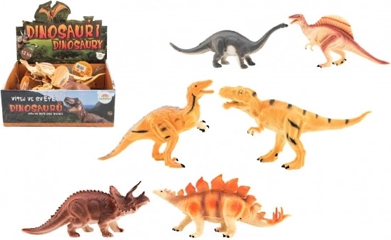 Plastové figurky dinosaurů 16-18 cm s mixem druhů, 12 ks v boxu