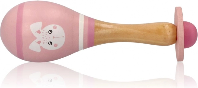Dřevěný maracas – růžový králíček