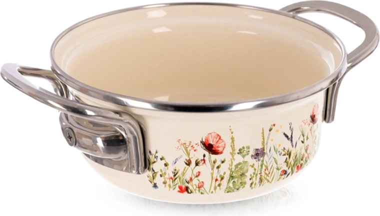 Smetanový smaltovaný hrnec Maki 14 cm, 600 ml