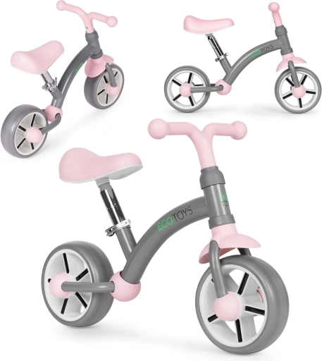 Odrážedlo ECOTOYS s EVA koly a nastavitelným sedlem, šedé