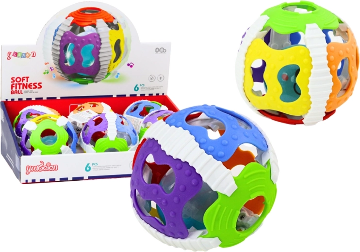 Smyslový míček pro kojence, gumový, se světly a zvuky, barevný