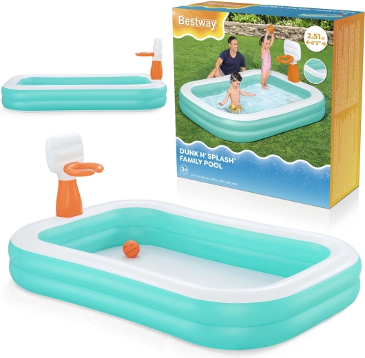 Nafukovací rodinný bazén s košem Dunk ‘N’ Splash 251 × 168 × 102 cm BESTWAY