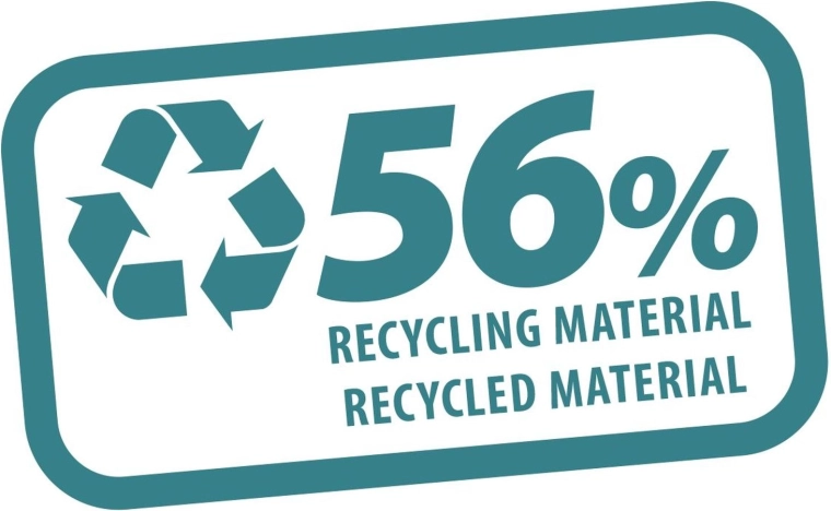 Obsahuje 56 % recyklovaného materiálu