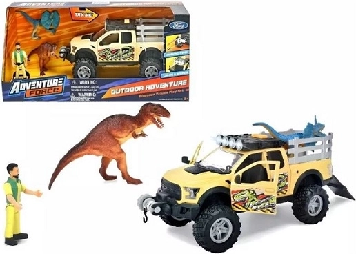 Adventure Force jeep a dinosaurus se světlem a zvukem