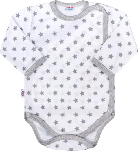 Dojčenské celorozepínací body New Baby Classic II šedé s hvězdičkami