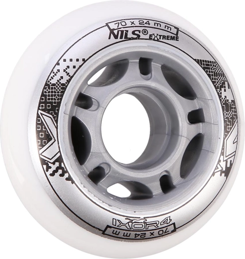 Kolečka na inline brusle NILS EXTREME PU 70 × 24 bílé (4 ks)